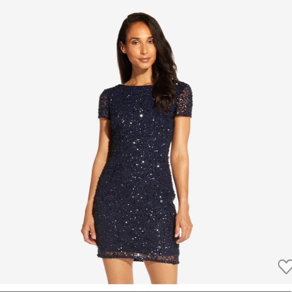 Adrianna Papell cap sleeve beaded cocktail dress